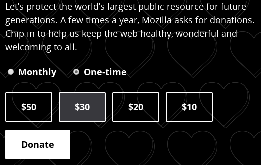 Mozilla donation prompt